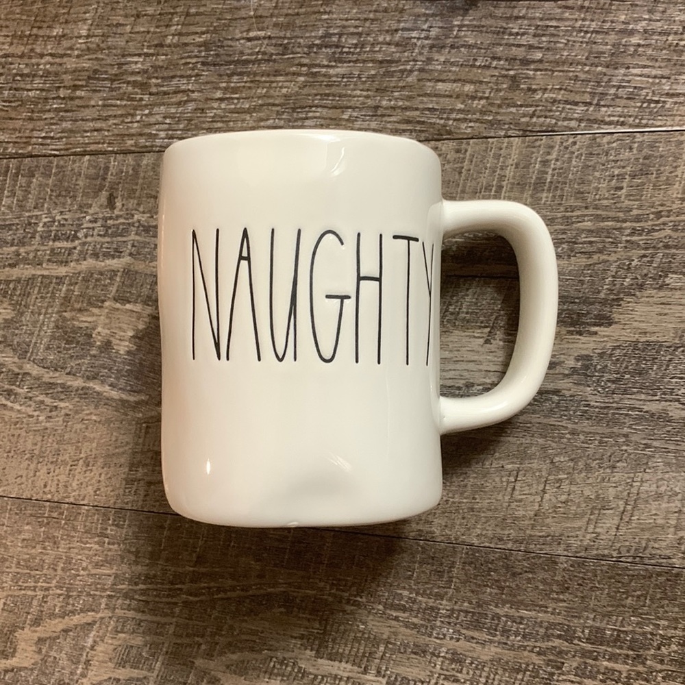 Rae Dunn coffee mug “naughty”